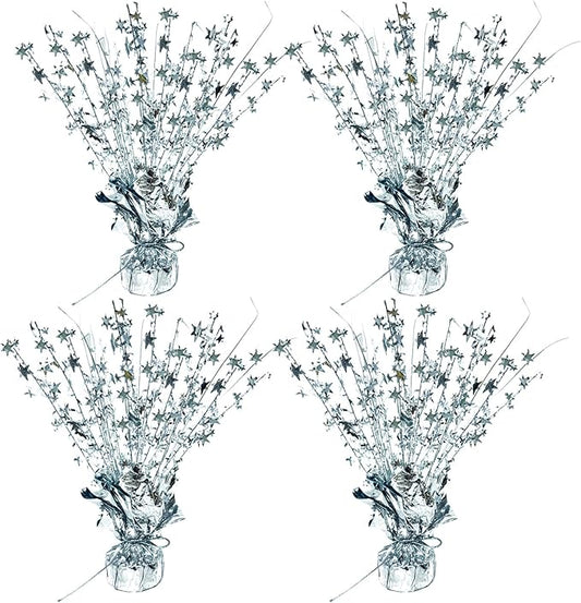 ALISSAR 4-Pack Glitter Silver Star Centerpieces-Table Decorations for Home Decor Birthday Wedding Anniversary Decor (Silver)