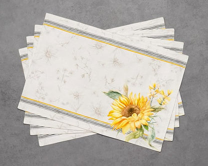 Maison d' Hermine Placemats Set of 4 100% Cotton Washable Cloth Place Mats, Reusable Table Mats for Kitchen Dining Decoration, Party, Wedding, Restaurant Spring/Summer (Candice, 13" x 19")