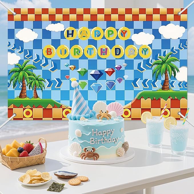 3x5ft Cartoon Game Birthday Backdrop, Happy Birthday Decoration Background, Cute Funny Game Theme Party Supplies Outdoor Indoor Photo Banner