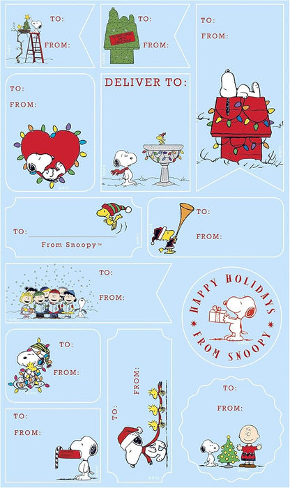 Graphique Peanuts™ Gift Labels | 52 Self-Adhesive Christmas Stickers | 13 Designs with Red Foil Accents | to and from Names | for Holiday Wrapping Paper & Gift Bags