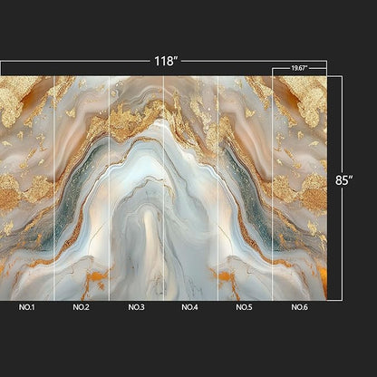 Golden Marble Peel and Stick Wallpaper Abstract Wall murals for Bedroom Living Room - 85"x118"