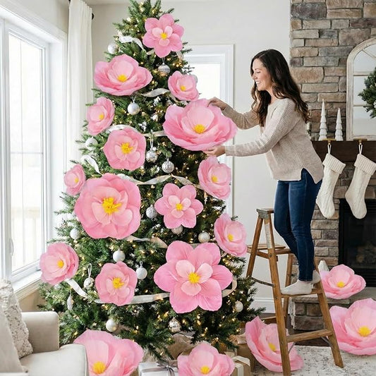 Giant Paper Flowers Artificial Large Paper Flower Decoration for Handcrafted Wall Backdrop Christmas Mexican Wedding Graduation Bridal Shower Birthday Party Supplies(Gradient Pink,24 Pcs)