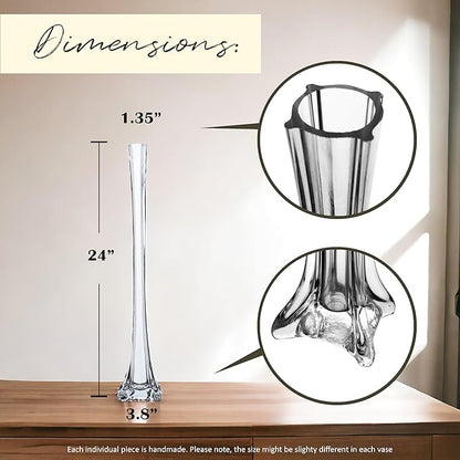 Craft And Party, Pack of 12, Eiffel Tower Vases Centerpiece for Flower, Wedding, Decoration. (24", Clear)