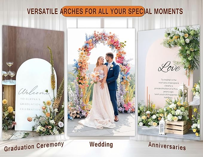 7.2FT Adjustable Wedding Balloon Gold Metal Arch Backdrop Stand, Tool Free Assembly Arch Frame for Birthday Flower Party Bridal Baby Shower Garden Floral Valentine Ceremony Outdoor Indoor Event Decor