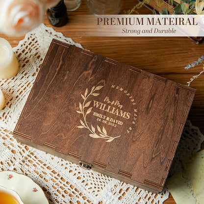 AW BRIDAL Personalized Wedding Keepsake Box with Lid, Wood Memory Storage box, Bridal Shower Gifts Anniversary Engagement Wedding Gifts for Couples Newlyweds//DK2201CPP62//