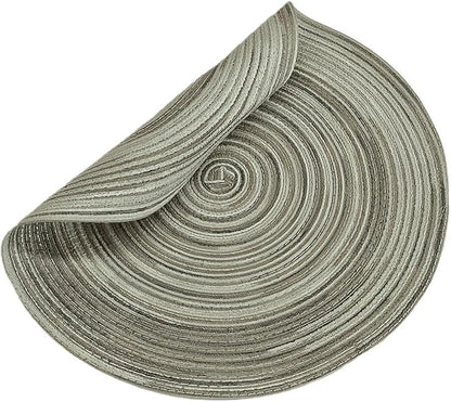 Youyi Better Lifes Round Braided Placemats Set of 8 Colorful Washable Durable Placemats Non-Slip 15 Inch Ivory-Linen Woven Table Mats for Dining Tables Holiday Party Decoration