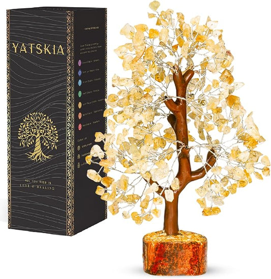 Citrine Crystal Stone - Crystals Tree, Gem Tree, Bonsai Trees, Tree for Home, Crystal Tree of Life, Meditation Accessories, Fake Bonsai, Crystal Tree for Positive Energy, Arbol De La Abundancia