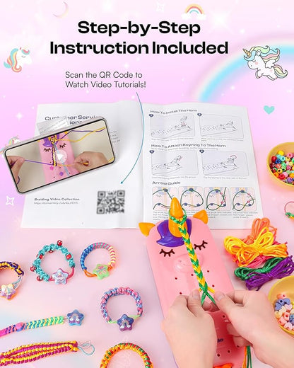 Caydo Bracelet Maker, Unicorn Friendship Bracelet Making Kit for Girls 8-12 Years Old Birthday Christmas Gifts, 2 in 1 Bracelet Keychain Kits for Kids DIY Arts and Crafts Toy for Ages 8+