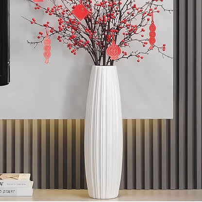 Large Floor Ceramic Tall Vase 28 Inches,White Modern Flower Tall Vases for Office, Home,Farmhouse,Living Room Décor,Simple Origami Design Fall Decorative Porcelain Flower Arrangement Vase Ideal Gift