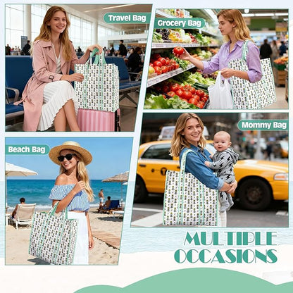 Floral Quilted Tote Bag Gifts for Women, Large Capacity Foldable Corduroy Handbags Christmas Birthday Gifts for Mom Wife Nurse, Reusable Grocery Bags for Work Shopping Travel Beach