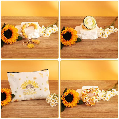 Sunflower Gifts for Women, Get Well Soon Gift Basket for Women,15pc Care Package Feel Better Gift, Surgery Wellness Kit, Thinking of You Sunshine Birthday Box for Her Mom Friend Coworkers Teacher Wife
