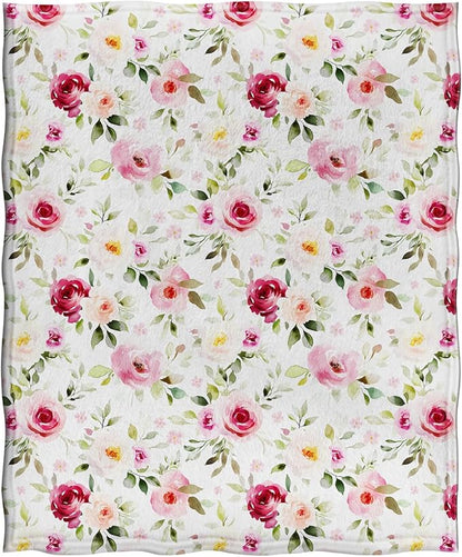 Jekeno Rose Flowers Blanket Gifts for Women Girls, Birthday Valentines Soft Throw for Adult, Lightweight Warm Flannel for Bed Sofa Couch Office Home 50"x60"