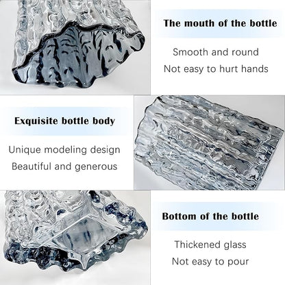 Aoderun Glass Vase Crystal Vase Heavy Duty Large Flower Vase for Dining Table Kitchen Office Home Shelf Wedding Living Room Centerpieces(Grey)