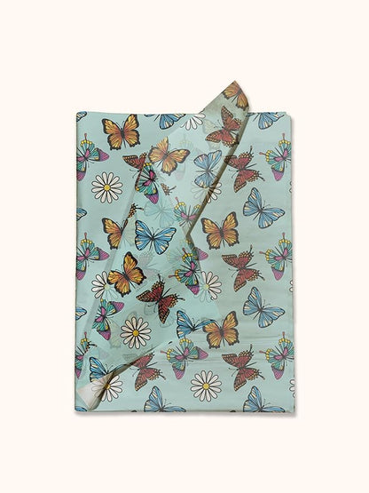 Pro Supply Global Butterflies and Daisies Printed Tissue Paper for Gift Bags or Boxes and Wrapping - Spring Floral Bulk Decorative Art Tissue Paper for Packaging and Gifting | 24 Sheets 20" x 30"