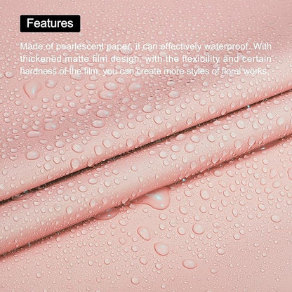 MECCANIXITY 20 Pcs Flower Wrapping Paper 22.8x22.8 Inch Waterproof Florists Wrapping Paper for Florist Bouquet Supplies, DIY Crafts, Gift/Gift Box Packaging Light Pink