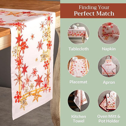Maison d' Hermine Table Runner 100% Cotton Single Layer Table Runners 108 inches Long for Thanksgiving Christmas Decorations Home Kitchen Dining Party Wedding (Crystal Star, 14.5" x 108")