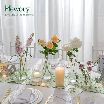 Glass Cylinder Vases Set of 24, Hewory Tall Clear Vase for Centerpieces, Glass Hurricane Candle Holders for Pillar or Floating Candles, Round Vases for Wedding Anniversary Events Table Decor, 3.3in