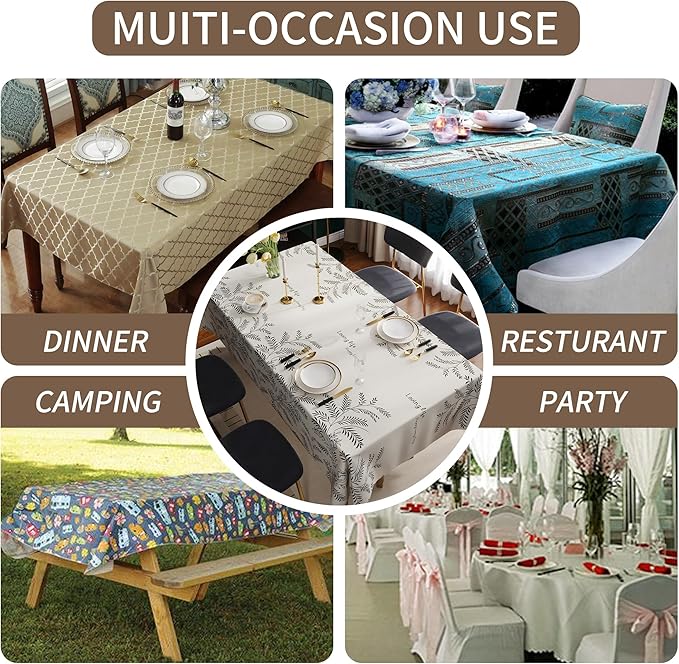 Rectangle Table Cloth,100% Waterproof Tablecloth Oil Proof Spill Proof Vinyl Table Cloth, Wipe Clean Plastic Table Cover for Dining, Camping, Indoor and Outdoor 52" x 70",Midnight Foliage