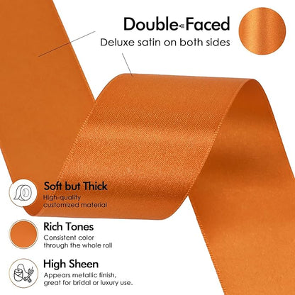 MEEDEE Orange Satin Ribbon - 1.5 inch Double Faced Satin Ribbon, 50 Yards - Perfect for Christmas, Thanksgiving, Halloween, Wreaths, Bows, Crafts, Weddings, Flower Bouquets