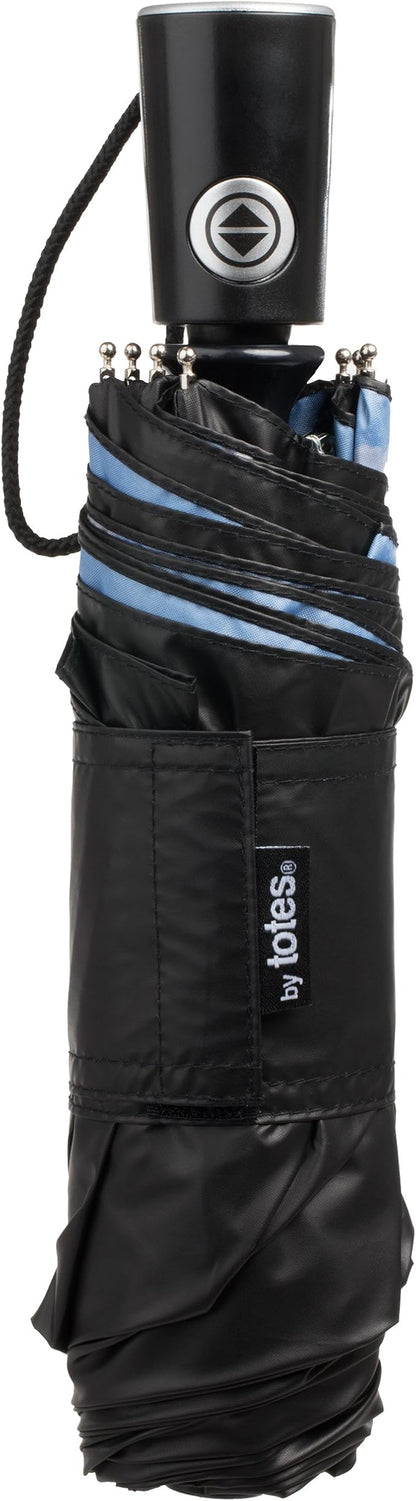 Totes Auto Open/Close Compact Umbrella with Printed Under Canopy