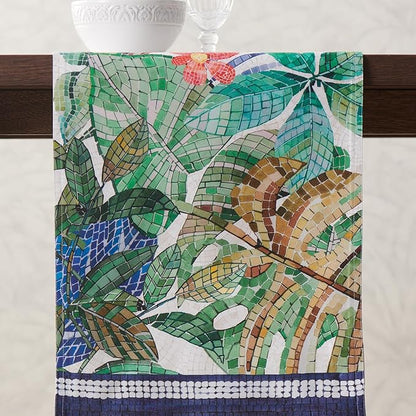 Maison d' Hermine Tablerunner 100% Combed Cotton Premium Table Runner Decorative Table Runners, Wedding, Restaurant, Buffet Party, Camping, Mosaic (Double Layer) - 14.50"x108"