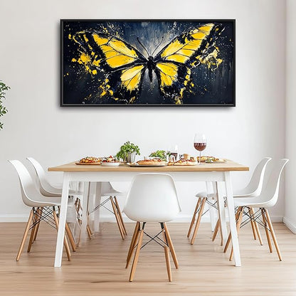 Butterfly Large Wall Art Framed Wall Decor for Living Room Black Butterfly Pictures Oversized Canvas Print Painting Modern Extra Large Framed Artwork for Bedroom Office Home Decor 60"x30"