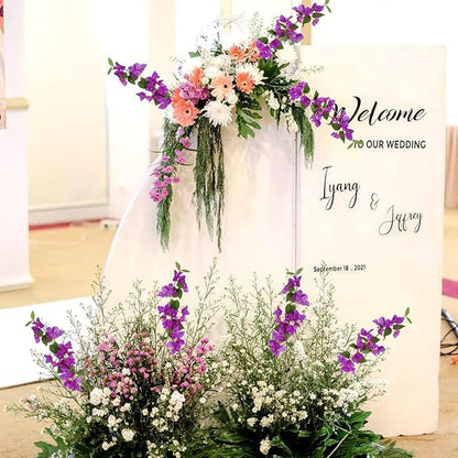 Bougainvillea Artificial Silk Flowers Branches Fake Bougainvillea Stems Faux Bougainvillea Flowers Vine Floral Arrangements for Home Wedding Baby Shower Table Centerpieces Decoration (Purple)