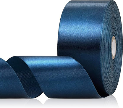 Navy Blue Ribbon 2 Inch, 60 Yards Dark Blue Satin Ribbon for Gift Wrapping, Crafts, Birthday Party, Flower Bouquet, Bows, Wedding and Festival Decor