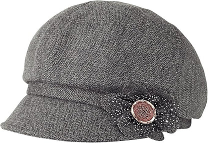 Women Retro Classic Visor Newsboy Cabbie Cap Beret Hats with Flower Buckle for Woman Ladies