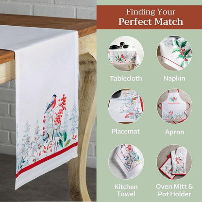 Maison d' Hermine Table Runner 100% Cotton Single Layer Table Runners 72 inches Long for Thanksgiving Christmas Decorations Home Kitchen Dining Party Wedding (Morzine, 14.5" x 72")
