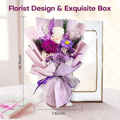 Preserved Flowers Bouquet, Eternal Natural Rose, Flower Birthday Decorations for Mom Women,Send Flowers Prime,Wedding Anniversary,Christmas Eve