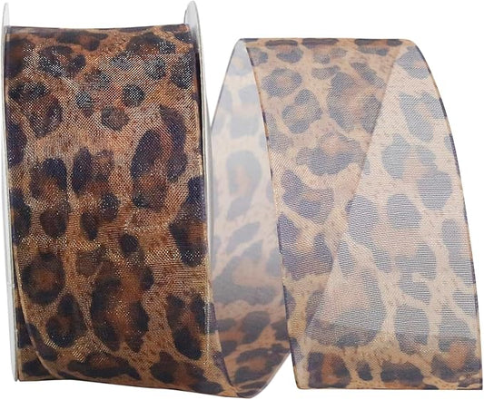 Reliant Ribbon Cheetah Sheer Ribbon, 1-1/2 Inch X 20 Yards, Multi