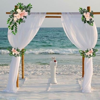 Champagne Pink Wedding Arch Flowers, Faux Flower Swag Set of 2, Floral Swag for Wedding Arch Welcome Signs, Reception Ceremony Signs Decor
