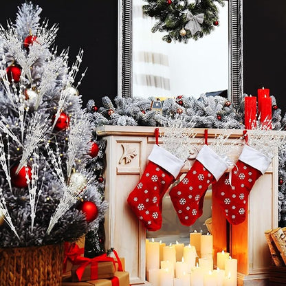 Christmas Artificial Glitter Holly Berry Stem,12Pcs Fake Christmas White Berries Branches Twigs 16 in Holly Berries Stem Picks for Christmas Tree Floral Arrangements Vase Home Decor