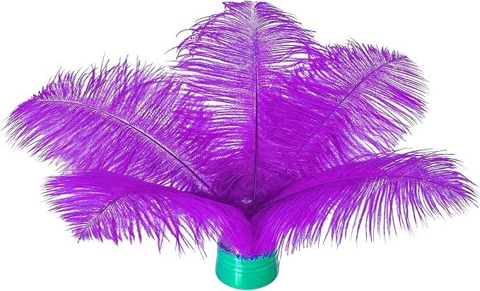 Piokio 20 pcs Natural Purple Ostrich Feathers 8-10 inch(20-25 cm) Bulk for DIY Handmade Artwork and DIY Clothes, Feather Pens, Dream Catcher, Table Decoration.
