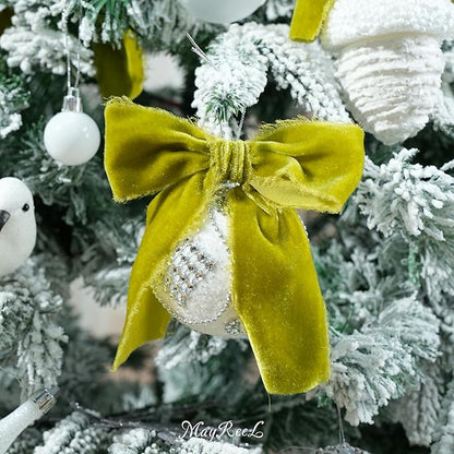 MAYREEL Lime Green Velvet Ribbon 2 Inch x 3 Yards Frayed Edge Silk Velvet Ribbon Hand Torn with Raw Edge for Bridal Bouquet, Invitations, Wedding, Vow Books, Gift Basket, Hair Bows