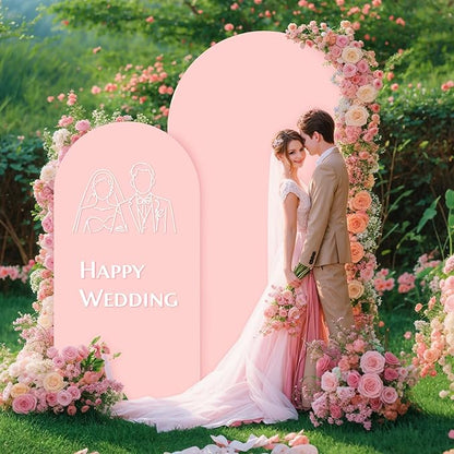 6FT Dusty Rose Arch Cover - Polyester Fitted Wedding Arch Stand Covers Round Top Chiara Arch Backdrop Cover for Birthday Party Banquet Photo Background Decoration