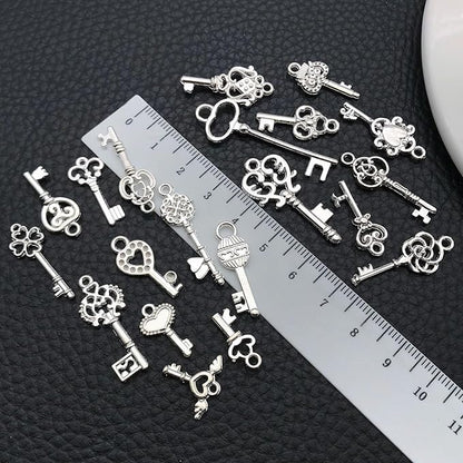 WOCRAFT 60pcs Bright Silver Small Key Charms Bracelet Charms for Jewelry Making Sets DIY Necklace Bracelet Keychain Crafting Charms Kit Craft Supplies (SN926)