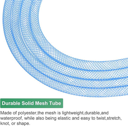 Mesh Tube Ribbon 25 Yards, 6mm Elastic Fabric Ribbons Mesh Tubing for Crafts/Gift Wrapping/Flower Bouquets/Wedding/Birthday/Holiday/Wreaths Christmas/Decoration[Blue]