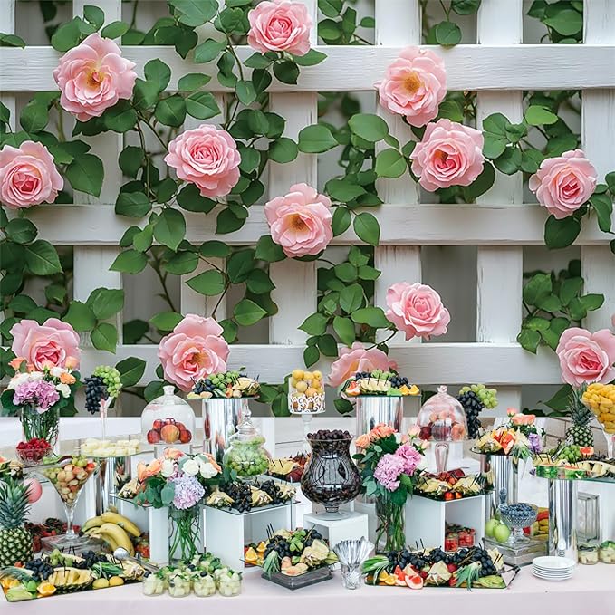 Baocicco 10x6.5ft Flowers Fence Backdrop Photography Pink Rose Green Leaves White Spring Floral Farmhouse Background for Bridal Shower Wedding Birthday Party Backdrops Decoration Photo Prop Photoshoot