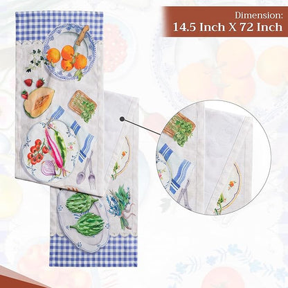 Maison d' Hermine Table Runner 100% Cotton Single Layer Table Runners 72 inches Long Decorative for Home Kitchen Dining Party Baby Shower Wedding Bridal Shower Spring Summer (Gourmand, 14.50" x 72")