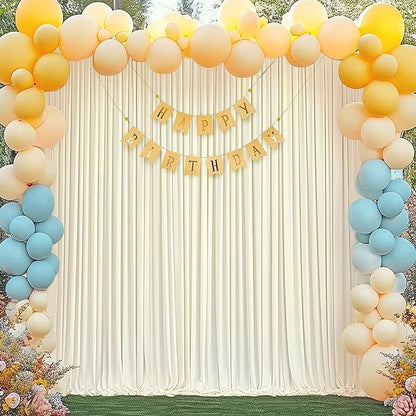 Ivory Backdrop Curtain 10 Panels-Wrinkle-Free Ivory Curtains Polyester Photography Drapes for Wedding Party Baby Shower Photo Background Decorations- 40 X10FT