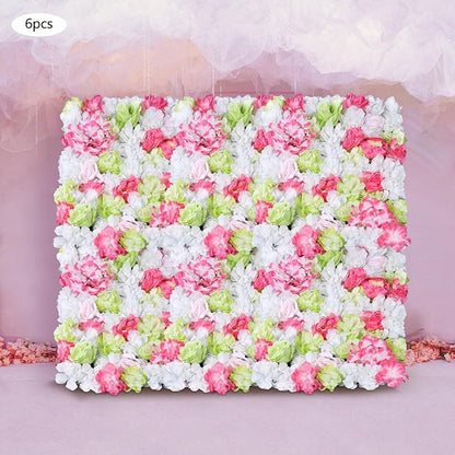 Artificial Flower Wall Panels, Silk Wedding Flower Wall Backdrop Panel, 3D Floral Panel Artificial Floral Wall Mat Flower Screen for Photo Party Wedding Wall Background Decor (6PCS Fruit-Green)