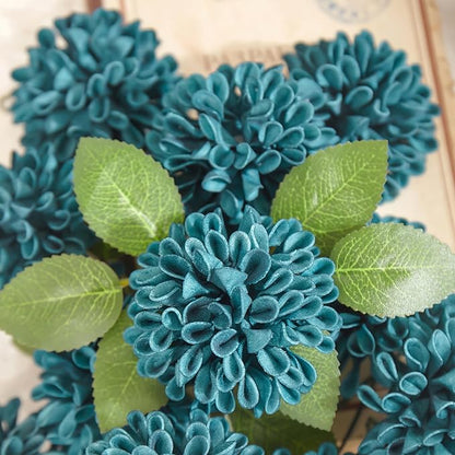 Artificial Flowers, 100pcs Rose for DIY Wedding Bouquets Centerpieces Arrangements, Dark Teal Dahlia Flowers with Stem Bridal Shower Party Home Decorations