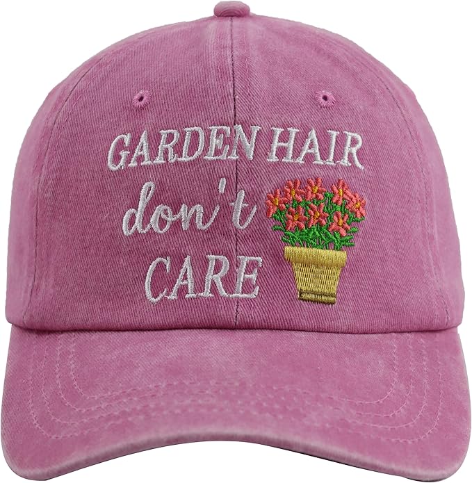 OASCUVER Garden Hair Don’t Care Hats for Women Mom, Adjustable Wash Cotton Embroidered Gardening Baseball Cap