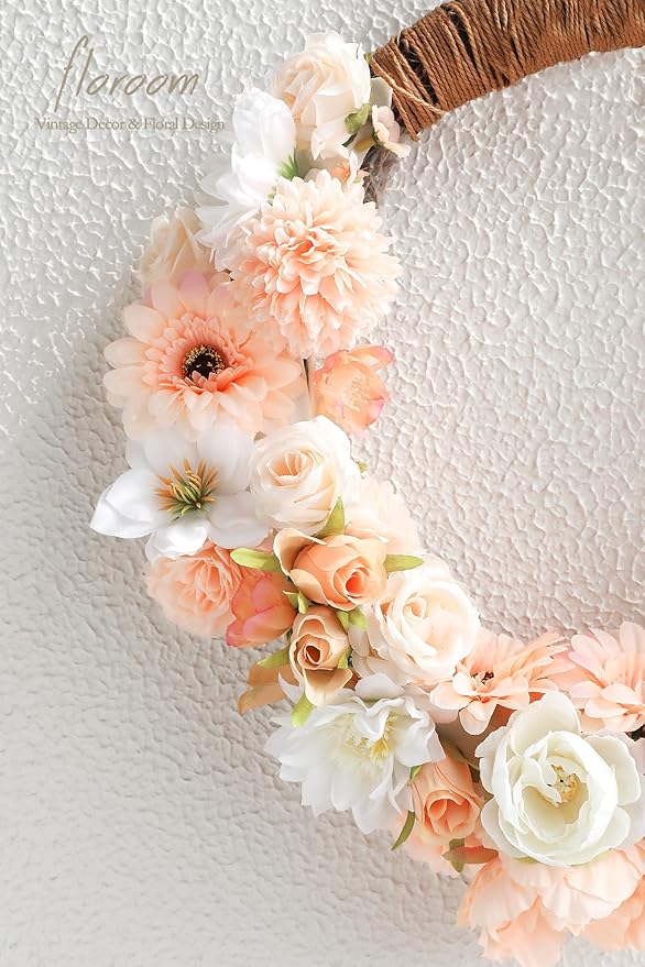 Floroom Mini Artificial Flower Heads Apricot Peach & Soft Cream Fake Peony Daisy Rose Multicolor Small Faux Silk Flower Heads for Cake Craft Garland Wedding Party Graduation Cap DIY Home Decoration