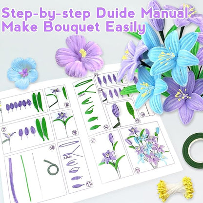 ZEIZHUBN 300 Pieces Pipe Cleaners, Pipe Cleaners Flower Bouquet Kit, Flower Making Kit with Floral Wires Tape, Art and Craft Supplies Projects DIY Decoration Holiday Party Birthday Gifts
