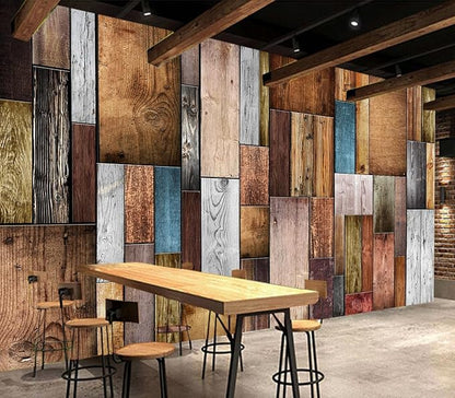 Eierme-Vintage Color of Old Wooden Wall Background Texture Mural Wallpaper Peel and Stick 90" x 67"