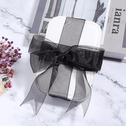 1.5 inch Sheer Organza Ribbon Black Chiffon Ribbon for Gift Wrapping Christmas Halloween Decoration Wedding Bouquet Crafts 50 Yards