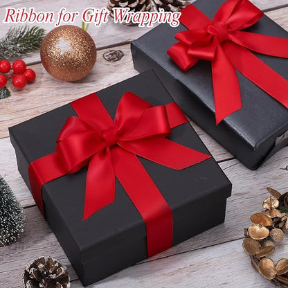 Double Faced Red Satin Ribbon 1 inch 60 Yards Red Ribbon for Crafts Gift Wrapping Hair Bows Wedding Invitation Party Decorations
